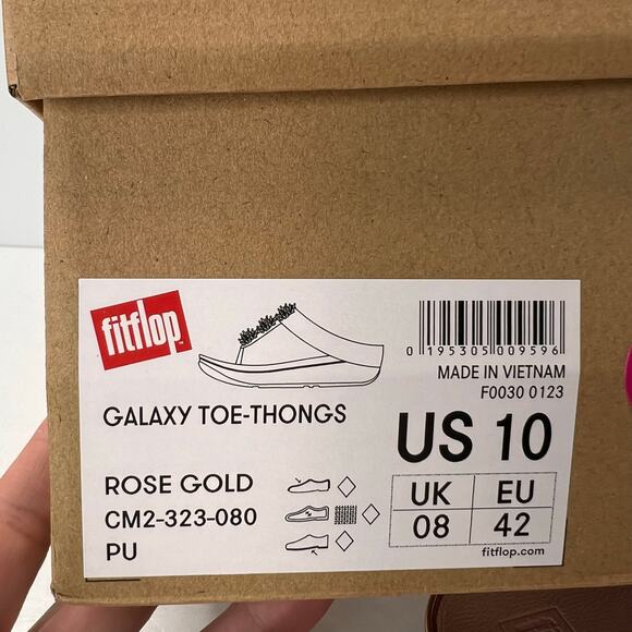 FitFlop Galaxy Crystal Embellished Toe-Thong Sandals Rose Gold Women 10/EU42 NWB - Picture 11 of 11